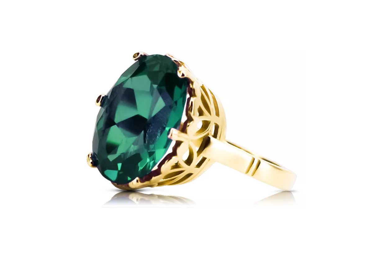 Ring Smaragd 14 Karat Gelbgold Vintage vrc130y